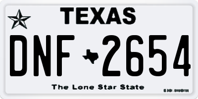 TX license plate DNF2654