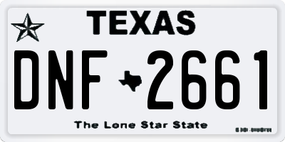 TX license plate DNF2661