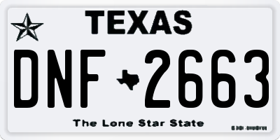 TX license plate DNF2663