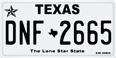 TX license plate DNF2665