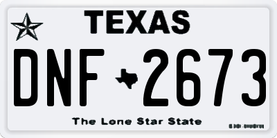 TX license plate DNF2673