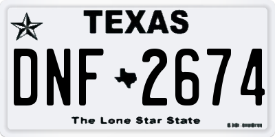 TX license plate DNF2674