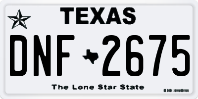 TX license plate DNF2675