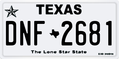 TX license plate DNF2681