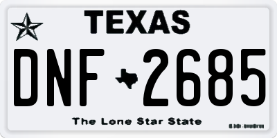 TX license plate DNF2685