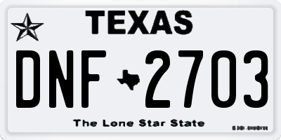 TX license plate DNF2703