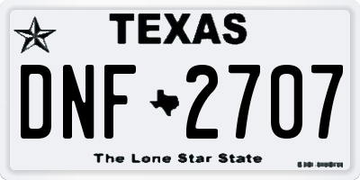 TX license plate DNF2707