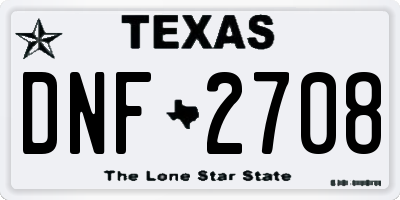 TX license plate DNF2708