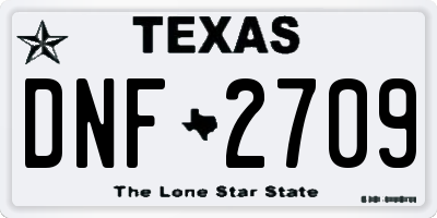 TX license plate DNF2709