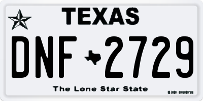 TX license plate DNF2729