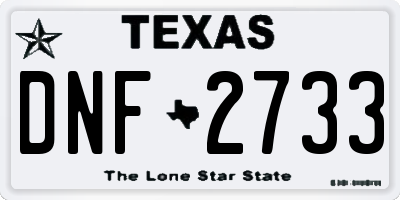 TX license plate DNF2733