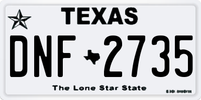 TX license plate DNF2735