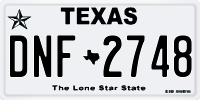 TX license plate DNF2748