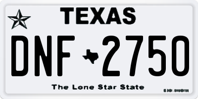TX license plate DNF2750
