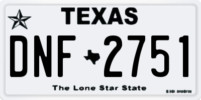 TX license plate DNF2751