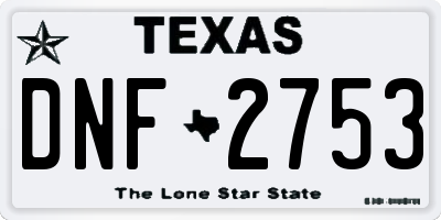TX license plate DNF2753
