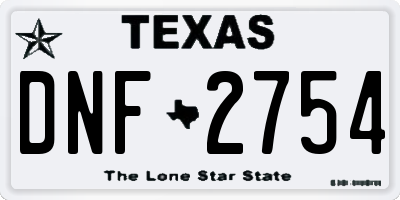 TX license plate DNF2754