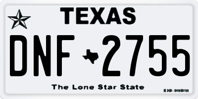 TX license plate DNF2755