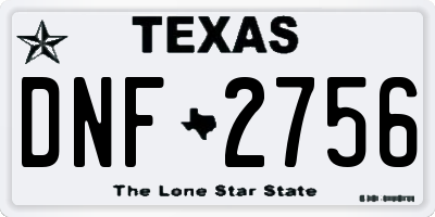 TX license plate DNF2756