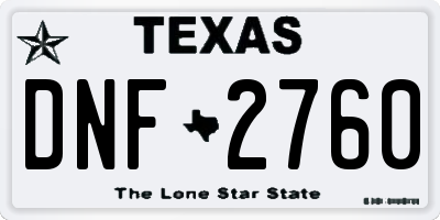 TX license plate DNF2760