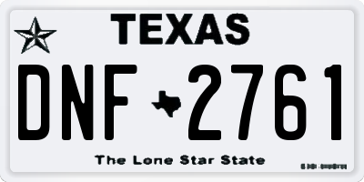 TX license plate DNF2761