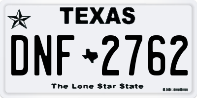 TX license plate DNF2762