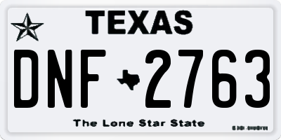 TX license plate DNF2763