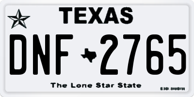 TX license plate DNF2765