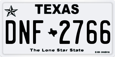 TX license plate DNF2766