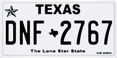 TX license plate DNF2767