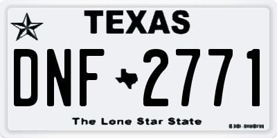 TX license plate DNF2771