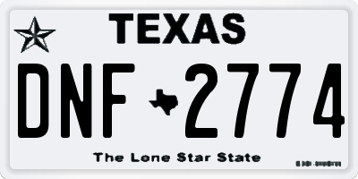 TX license plate DNF2774
