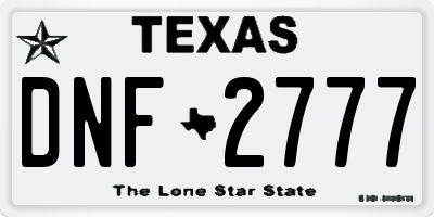 TX license plate DNF2777