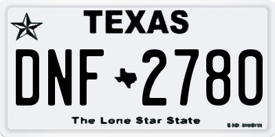 TX license plate DNF2780