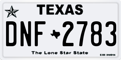 TX license plate DNF2783