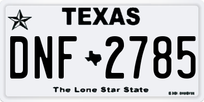TX license plate DNF2785