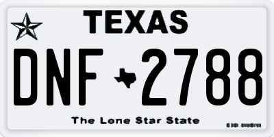 TX license plate DNF2788