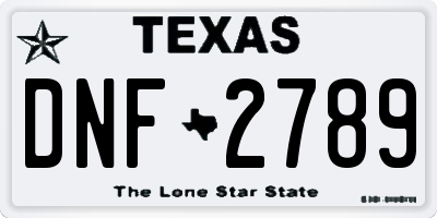 TX license plate DNF2789