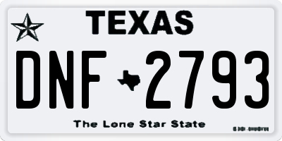 TX license plate DNF2793