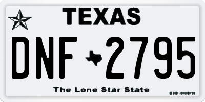 TX license plate DNF2795