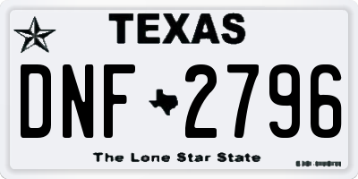 TX license plate DNF2796
