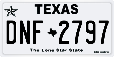 TX license plate DNF2797