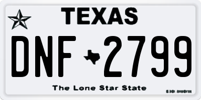 TX license plate DNF2799