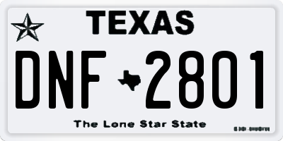 TX license plate DNF2801