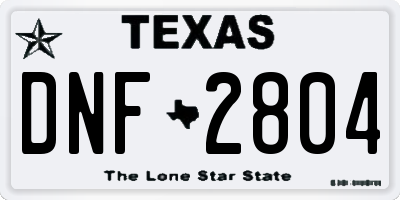 TX license plate DNF2804