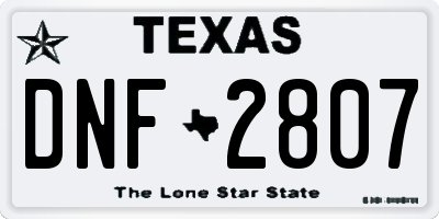 TX license plate DNF2807