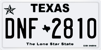 TX license plate DNF2810
