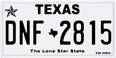 TX license plate DNF2815