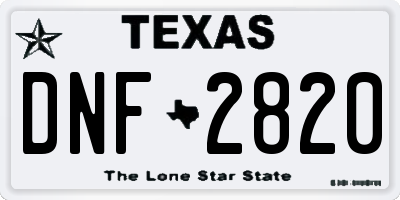 TX license plate DNF2820