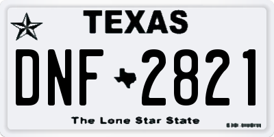 TX license plate DNF2821